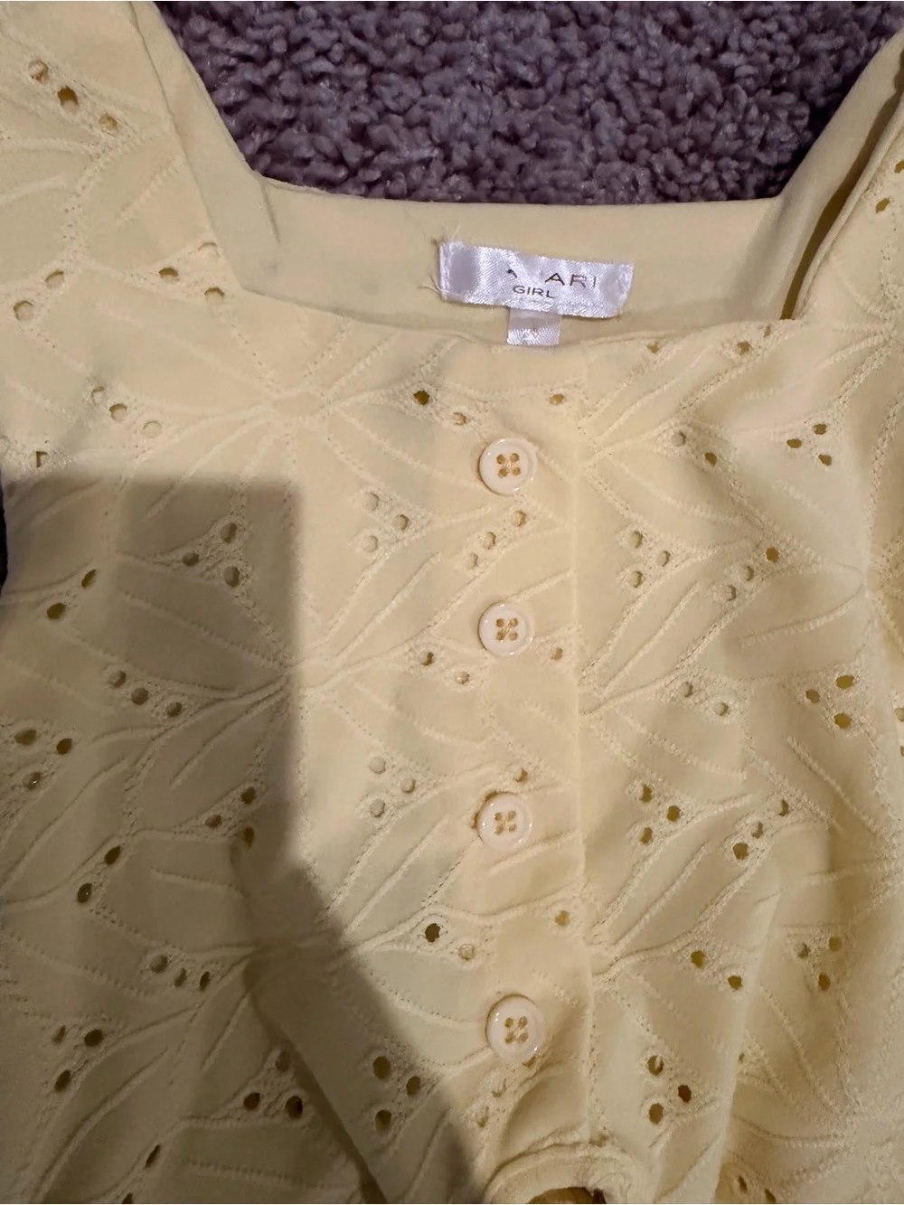 Tahari Yellow Eyelet Tie-Front Sundress